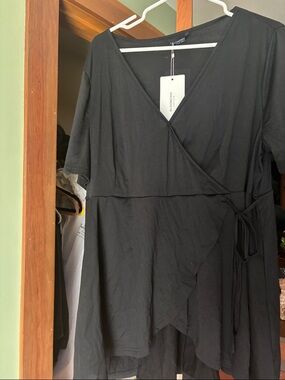 BloomChic Black Faux Wrap Swim Coverup 14-16